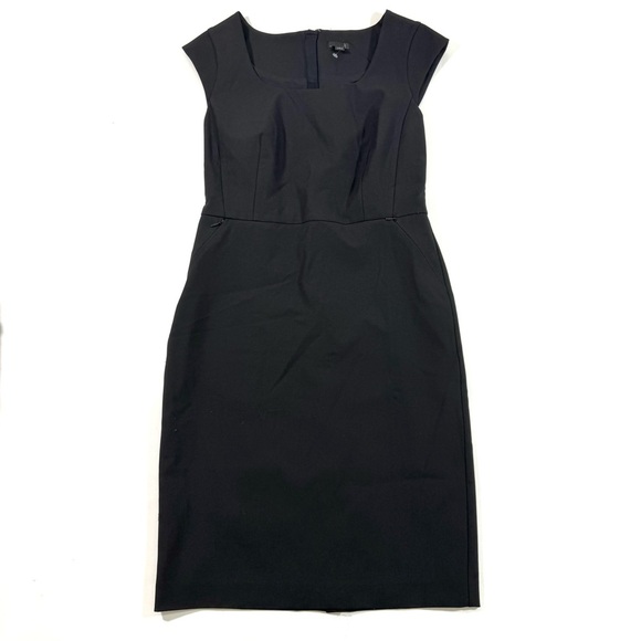 Ann Taylor Scoop Neck Dress Bi Stretch Black Office - Picture 2 of 8